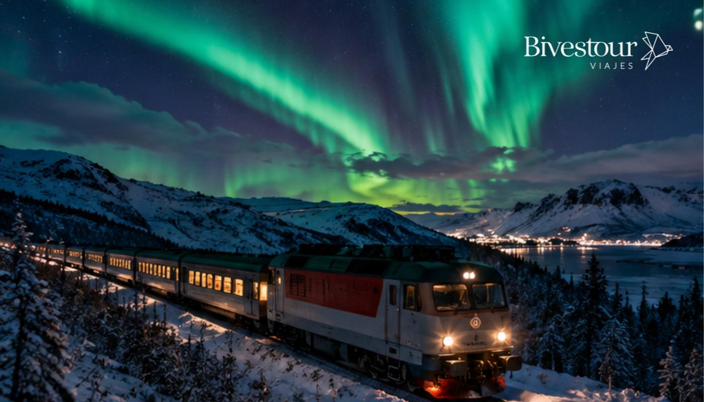 viaje en tren desde Suecia auroras boreales